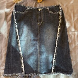 Vintage Calvin Klein Jeans Dark Blue Frayed Pencil Skirt